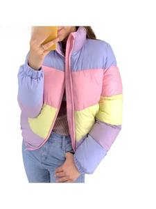 Chaqueta acolchada de Invierno para mujer, abrigo de burbujas con capucha y cremallera de cuello alto, estilo informal, bonito bloque de Color a prueba de viento - Product Image 6