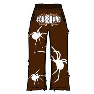 Ensemble de survêtement Y2K personnalisé, streetwear vintage, mode décontractée, sweat-shirt délavé, bonnet et pantalon de jogging évasé, impression DTG, vêtements de sport - Product Image 4