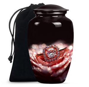 Belle bague en diamant, urne funéraire en métal (laiton/aluminium) pour cendres humaines d'adultes - Product Image 1