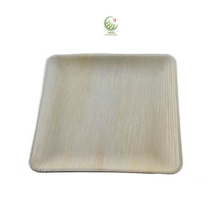 Assiette biodégradable écologique Vaisselle jetable carrée en feuille de palmier - Product Image 1