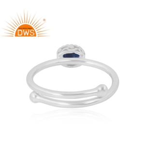 Anillo de piedras preciosas de zafiro azul Natural de Plata de Ley 925, joyería personalizada para mujer, regalo para ella - Product Image 2