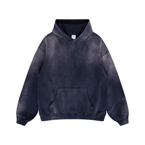 Garment Dye Acid Stone Washed Oversized Hoodie Custom Logo Plain Men Streetwear Pullover Hoodie Custom Made Pullover Hoodie - Product Image 5