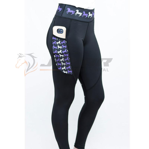 Leggings de equitación para mujer Ajuste cómodo Cintura alta Secado rápido Estiramiento de cuatro vías con bolsillos laterales prácticos con precio barato - Product Image 1