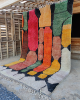 Tapis marocain Beni Mrirt coloré fait main en laine véritable, tapis amazigh personnalisé, tapis de luxe