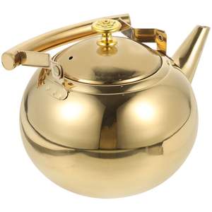 Bouilloire à thé en laiton poli élégante pour une présentation décorative de la cuisine avec un design classique et une finition dorée riche - Product Image 2