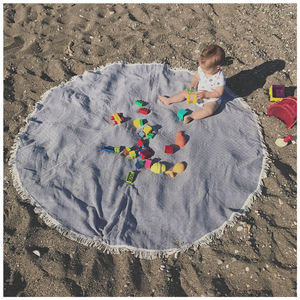 Toalla de playa redonda de calidad premium 100% algodón XXL Toalla de playa turca Peshtemal Toalla de hammam turca - Product Image 3