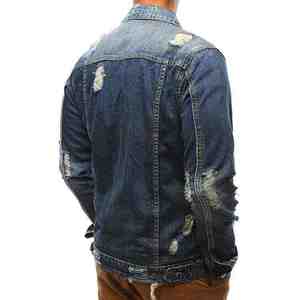 Veste en jean déchirée en gros pour l'hiver, veste en denim pour hommes, couleur personnalisée, étiquette de col et taille - Product Image 5