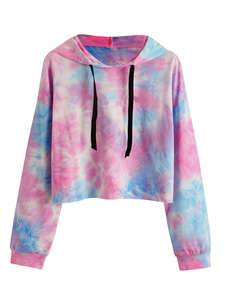 High Quality <b>Tie</b> Dye Crop Top Hoodie for Women Stylish Design with Front Logo Hot Selling OEM Winter Cotton/<b>Polyester</b> Material - Product Image 2