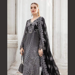 Maria B SUMMAIRA COLLECTION Formal Heavy Embroidered 3 Pc Chiffon Dresses Indian Pakistani Clothing for Weddings Limited - Product Image 3