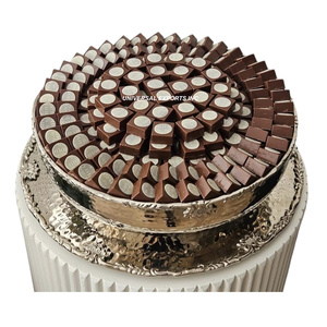 Plateau à chocolat en acier inoxydable avec deux bols, finition nickelée brillante, plateau décoratif de luxe pour chocolat - Product Image 6