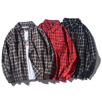 Kustom Drop bahu gaya Vintage kotak kemeja flanel lengan panjang kemeja kotak-kotak berukuran besar kemeja flanel untuk pria 2025/26