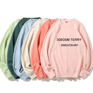 เสื้อสเวตเตอร์ผ้าฝ้ายพิมพ์ลายแบบสวมหัวสำหรับผู้ชายเสื้อสเวตเตอร์คอกลมผลิตตามสั่งสไตล์วินเทจผ้า100% พิมพ์ลายว่างเปล่าแบบเรียบ - Product Image 1