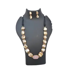 Модный дизайн стильное модное ожерелье ювелирные изделия перламутр (Швабра) каменное ожерелье с серьгами для девочек и женщин