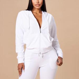 Custom Logo Factory Fitness Sportswear Regular Fit Velour Eco-Friendly Jogging Suit Casual Sweat Set Wholesale <b>Women</b> <b>Tracksuit</b> - Product Image 2