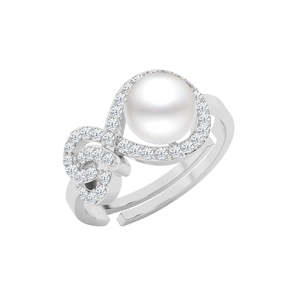 Anillos de Plata de Ley 925 de Primera Calidad para Mujer, Chapados en Rodio con Circonita y Perla para Bodas - Product Image 1