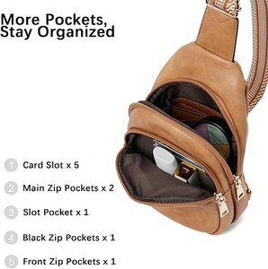 Custom Womens Leather Small <b>Sling</b> <b>Bag</b> Crossbody Chest <b>Bag</b> and <b>Travel</b> Fanny Pack and Waist Pack - Product Image 3