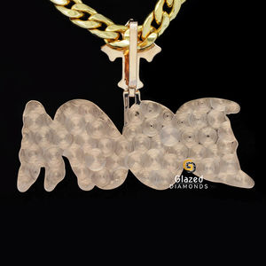 Colgante de letra personalizado de Hip Hop de diamante cultivado en laboratorio de corte brillante redondo y oro rosa de 10kt en claridad VVS - Product Image 6