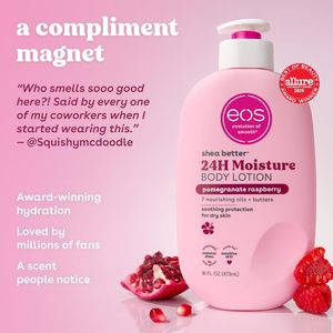 Loción Corporal eos Shea Granada y Frambuesa, Hidratación 24H, Ligera, No Grasosa, Vegana Natural, 16 fl oz - Product Image 3