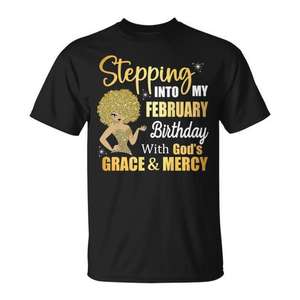 T-shirt « Grâce et miséricorde de Dieu » pour les anniversaires de février, avec t-shirts promotionnels pour entrer dans le nouvel an - Product Image 1