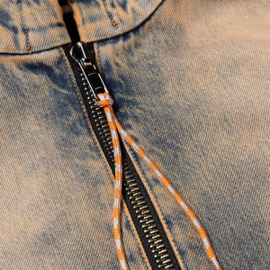 OEM personalizado chaqueta de mezclilla lavado ácido patrón transpirable Unisex invierno y otoño sudaderas con capucha con estilo de bolsillo clásico - Product Image 5