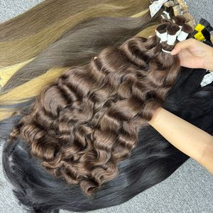 Paquetes de cabello crudo marrón ondulado Natural de alta calidad para trenzar Envío Mundial 100% cabello humano vietnamita a granel - Product Image 5