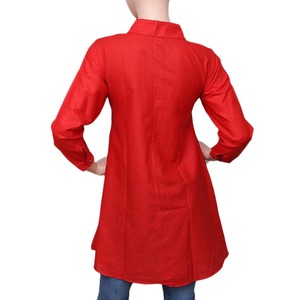 Kurti court brodé pour femmes - Rouge - Product Image 2