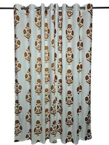 Cortina Floral Estampada a Mano 100% Algodón Personalizable al por Mayor con Ojales para Salas de Estar y Oficinas - Product Image 3