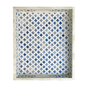 Plateaux indiens Incrustation marocaine noire et blanche Plateaux en nacre de meilleure qualité pour les portions à de nombreuses fins avec des artwares indiens - Product Image 5
