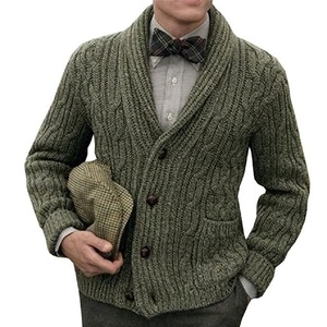 Cárdigan de lana para hombre, ropa de calle personalizada de alta calidad, 100% algodón, sólido, moda de otoño e invierno, venta al por mayor - Product Image 3