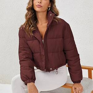 Women's Unique Styling Soft Winter Quilted Jacket Woven Canvas Sportswear <b>Stand</b> Collar Windproof Heated Warm Pockets Detachable - Product Image 3