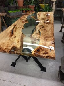 CRÉATIONS APPORTANT et BOIS Meilleure qualité Mobilier de maison de luxe Bois de noyer massif Restaurant Salle à manger Café Rivière Cuisine Epoxy - Product Image 5