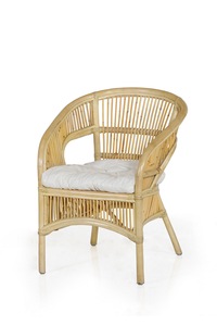 Fauteuil de salon en bambou avec coussin capitonné, style côtier, siège de détente, design moderne pour la maison, la chambre ou l'hôtel - Product Image 2
