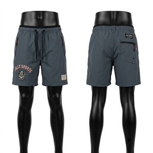 กางเกงว่ายน้ำชาย 145 GSM โพลีเอสเตอร์พรีเมียม แห้งเร็ว ระบายอากาศได้ดี สีเทา ชุดว่ายน้ำฤดูร้อน รับสกรีนโลโก้ ทรงแอธเลติก กางเกงขาสั้นผู้ชาย - Product Image 4