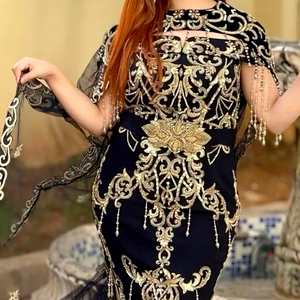 NEW-ELEGANT-EMBROIDERY on BLACK-<b>JACKET</b>-KARAKOU-DRESS WITH Embellished Crystal Glass Beads,stone,Dabka Work for <b>Wedding</b>=2024 - Product Image 1