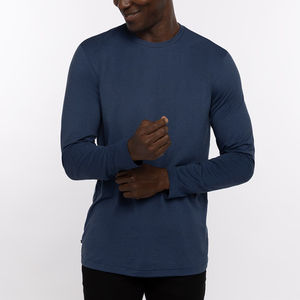 Camiseta de manga larga de moda con estampado de textura suave en blanco informal de algodón de alta calidad OEM para hombre - Product Image 5