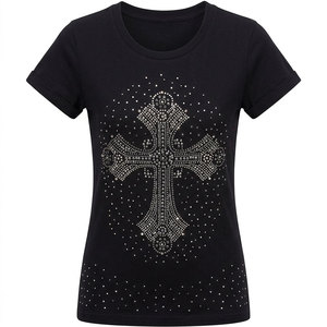 Women Rhinestone <strong>T</strong> <strong>Shirt</strong> <strong>Sparkly</strong> Crystal Graphic Short Sleeve Casual Summer Wear Rhinestone <strong>T</strong> <strong>Shirt</strong> - Product Image 1