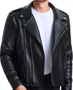 Veste en cuir classique pour homme, vestes de motard en cuir PU, style élégant, fermeture éclair asymétrique, qualité supérieure - Product Image 2