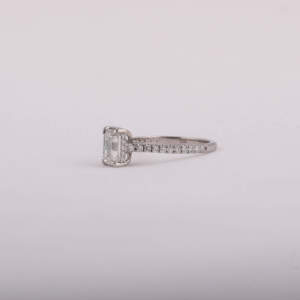 Emerald Cut Lab Grown Diamond Pave Setting Engagement Ring 14K <b>Solid</b> Gold Gold Plated Trendy Style Accent Women Gift Ring - Product Image 5