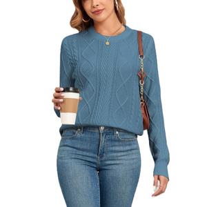 Femmes 100% acrylique col rond pull nouvelle mode décontracté hiver pull doux tricot personnalisé haute qualité Anti-boulochage respirant - Product Image 3