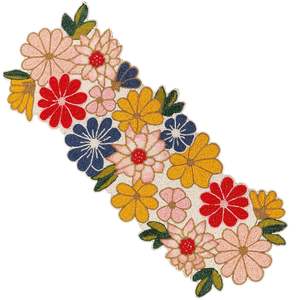 Camino de Mesa Bordado con Cuentas Brillantes y Diseño Floral, Camino de Mesa Bordado con Cuentas de Diseño para Celebraciones Festivas - Product Image 6