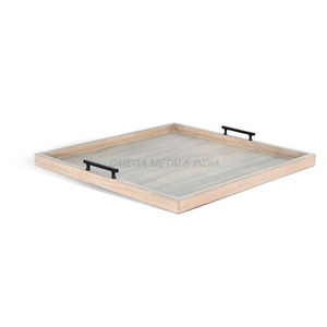 Elegant Design Wooden Tray <b>Set</b> in Soft Beige Color with <b>Square</b> Shape and Modern Finish Perfect for Stylish Home Serving - Product Image 1