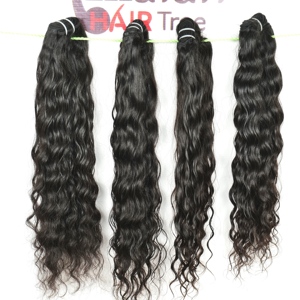 Prix de gros, cheveux humains vierges bruts, double trame, Remy, indiens, mèches ondulées, couleur noire naturelle, extensions profondes - Product Image 3