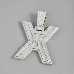 Urban Luxury 925 Sterling Silver Iced Out VVS Moissanite Letter Pendant Hip Hop Style Gold & Rodium Plated Jewelry Regalo perfecto - Product Image 3