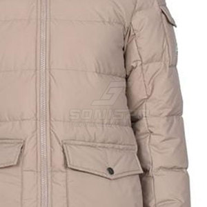 Chaqueta Acolchada con Capucha Beige y Ribete de Piel, Abrigo de Invierno Cortavientos, Corte Regular, Estilo Casual, Cierre de Cremallera - Product Image 5