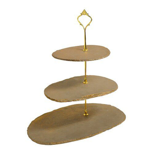 Soporte Redondo para Pastel de Latón con 3 Niveles, Bandeja Dorada para Servir Alimentos y Aperitivos, para Fiestas de Cumpleaños - Product Image 6