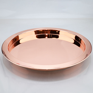 Custom Color Logo Handmade Single Tier Round Polished Copper Circular <b>Tray</b> for Tableware in Bars and Hotels - Product Image 2