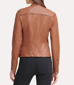 แจ็คเก็ตนักขี่จักรยานหนังแท้100% สีดำมีซิป - Product Image 5