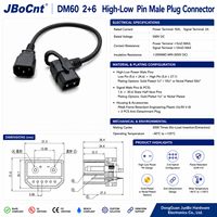 Connecteur mâle hybride JBoCnt DM60 2+6 broches, 50A alimentation, 2A signal, boîtier en laiton et nylon pour échange de batterie de vélo électrique