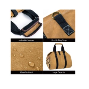 Premium Genuine Leather <b>Wood</b> Log <b>Holder</b> Modern Large Capacity Recyclable Firewood Tote Bag for Indoor <b>Fireplace</b> LLC-0032 - Product Image 4