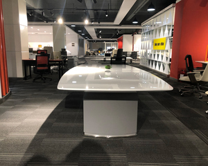Luxury High Gloss White Conference <b>Table</b> Modern 8 10 Person Meeting <b>Table</b> Boardroom Furniture With Cable Management - Product Image 1